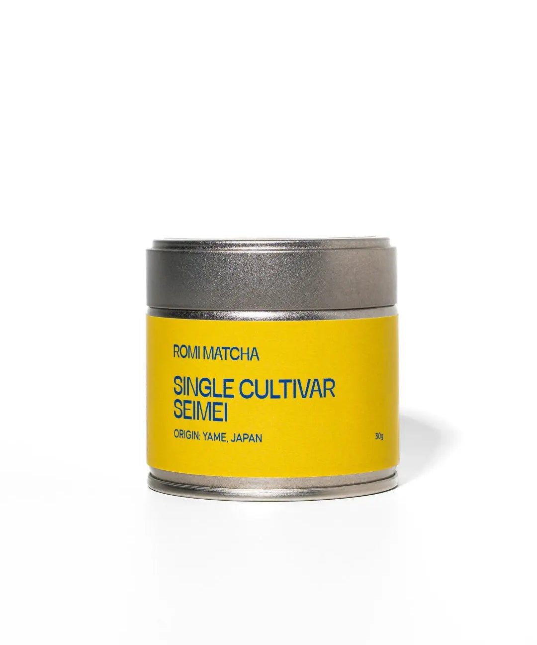 Romi Matcha Single Cultivar Seimei Matcha 30g tin on white background