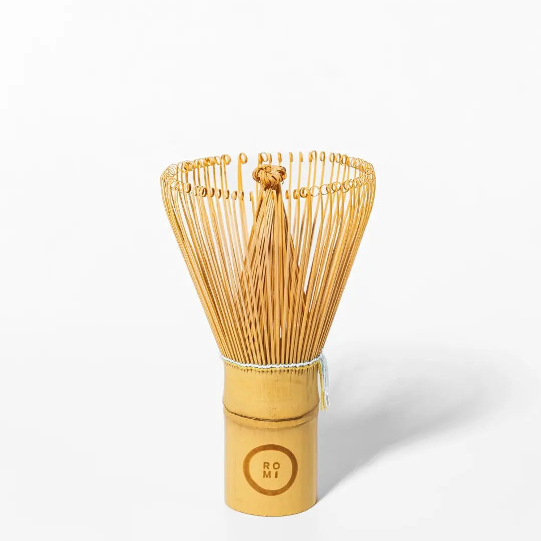matcha bamboo whisk on white background | Romi Matcha