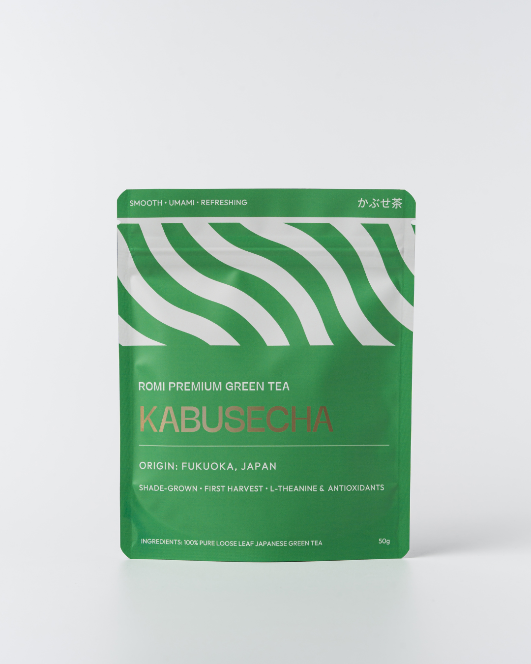 Kabusecha Premium Shaded Green Tea 50g package front view | Romi Matcha