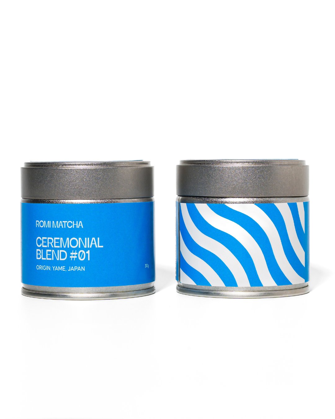 Romi Matcha Ceremonial Blend #01 30g tin front and back 